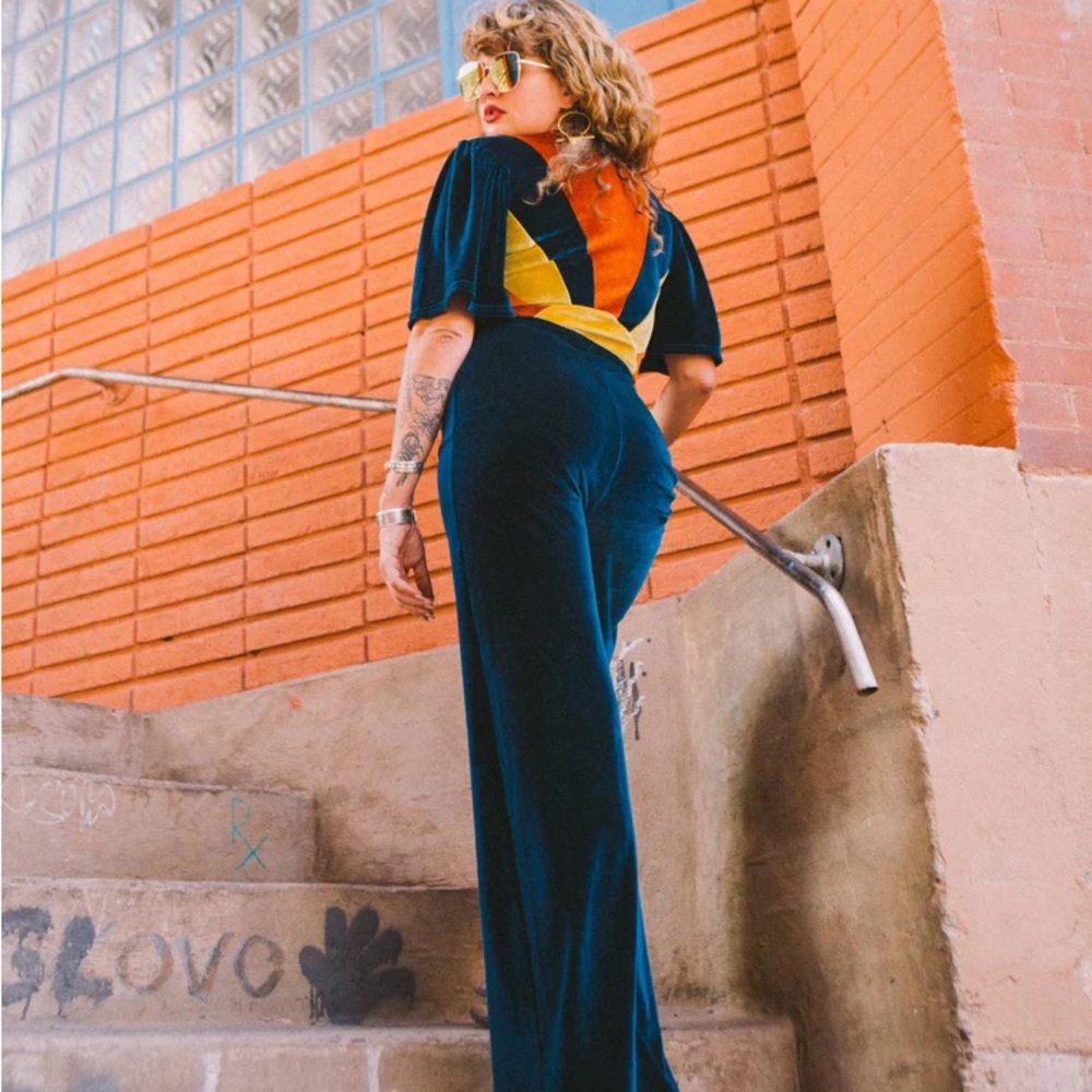 Classic Rock Couture Scorpio Rising Velvet Disco Jumpsuit